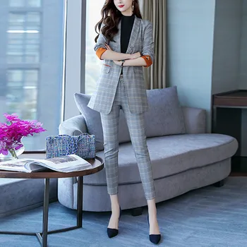 New hot women's suit two-piece suit (jacket + pants) women's simple fashion plaid suit ladies business dress
New hot women's suit two-piece suit (jacket + pants) women's simple fashion plaid suit ladies business dress