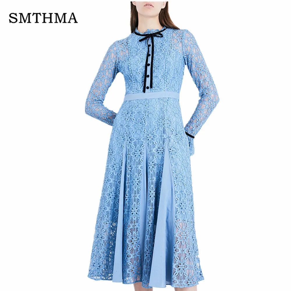 SMTHMA 2019 HIGH QUALITY Autumn Winter Runway Designer Dress Women's Long sleeve Retro Noble Patchwork Party Dress Vestidos
SMTHMA 2019 HIGH QUALITY Autumn Winter Runway Designer Dress Women's Long sleeve Retro Noble Patchwork Party Dress Vestidos