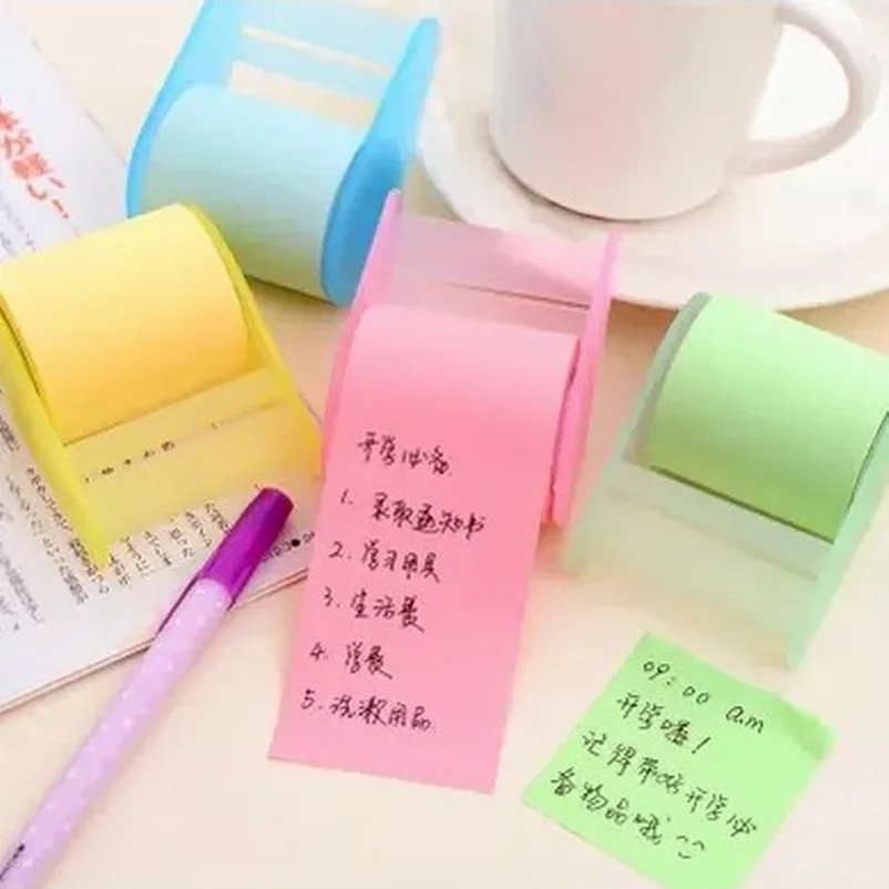5PC cute stationery Memo Pads Belt adhesive tape holder sticky note Creative notes Self Stick Notes Writing pads | Канцтовары для