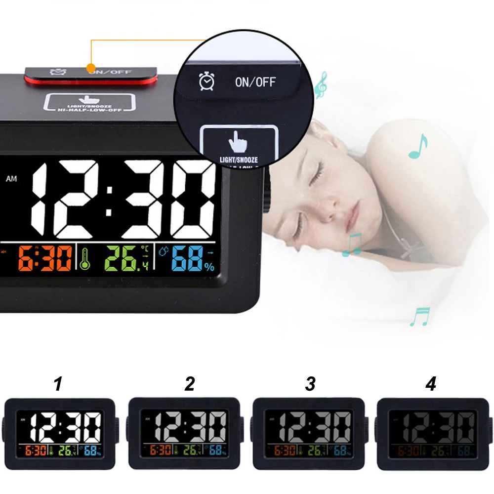 Digital Alarm Clock With Thermometer Hygrometer Humidity Temperature