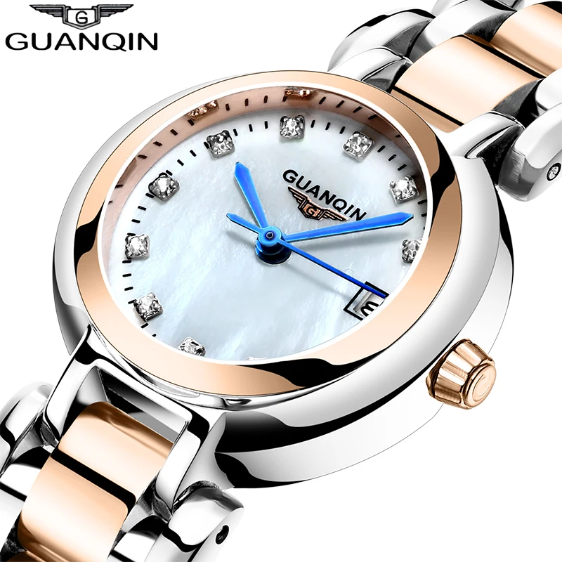 

GUANQIN 2019 Women Watch Luxury Pearl Dial Waterproof Dress Watch Montre Femme Girl Ladies Fashion Quartz Watch Relogio Feminino