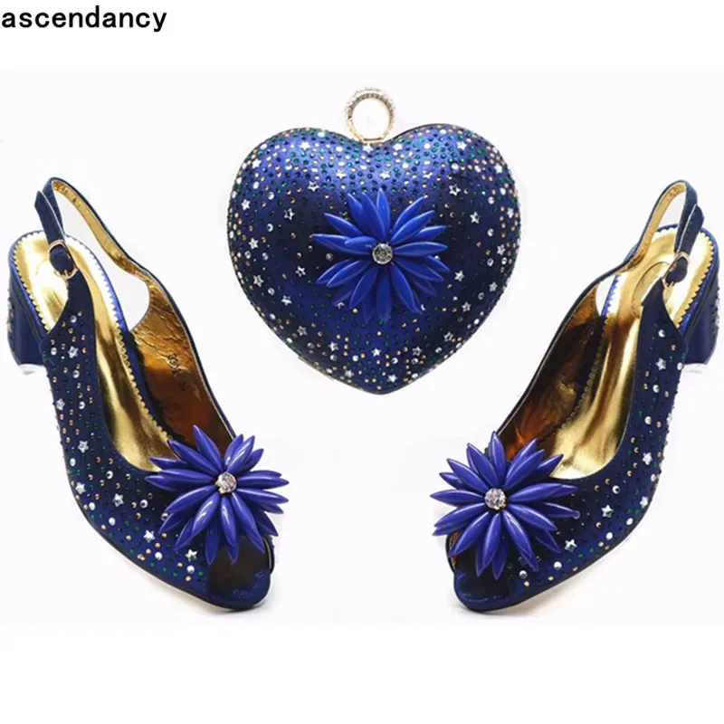 New Arrival Designer Shoes Women Luxury 2019 Italian Shoes with Matching Bags Nigerian Women Wedding Party Shoes with Bag Set
