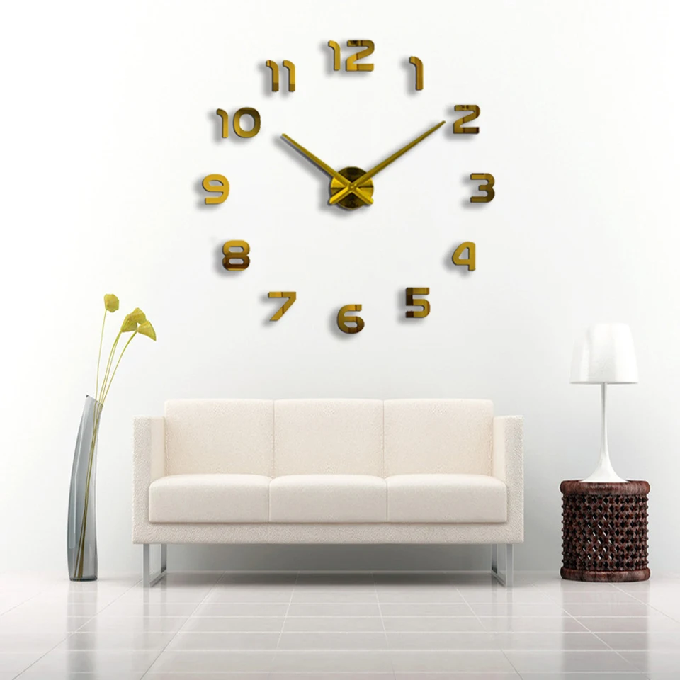 2017 Free Shipping New Clock Watch Wall Clocks Horloge 3d Diy Acrylic Mirror Stickers Home Decoration Living Room Quartz Needle 11