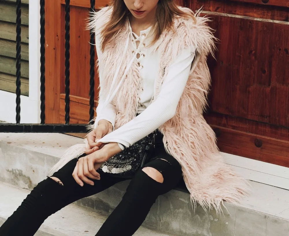 Real time fashion imitation fur vest female Europe and America popular beach wool vest (14)