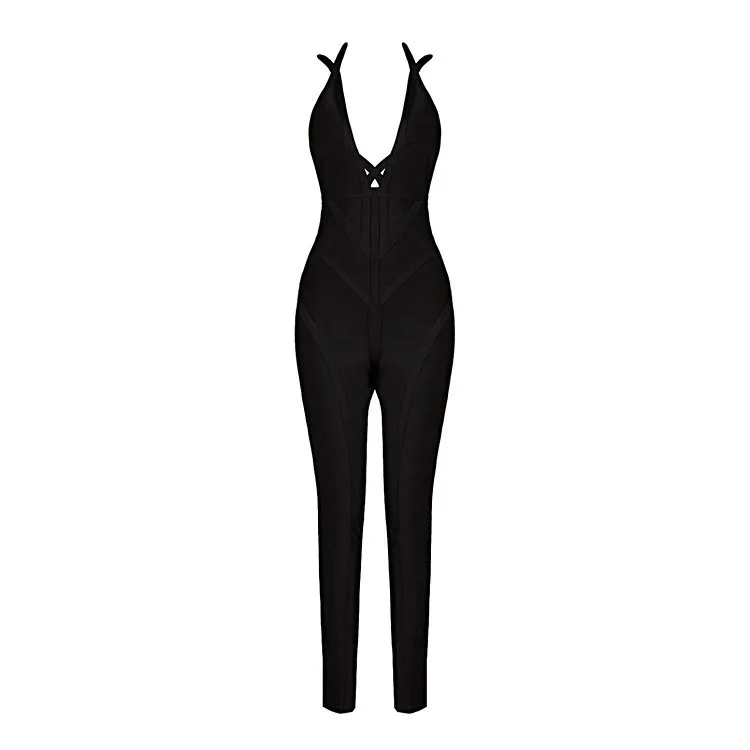 Wholesale Women Summer Solid Sexy V Neck Backless Black Bandage Jumpsuit 2016 Knitted Bodycon Elastic Designer Bandage Jumpsuits
Wholesale Women Summer Solid Sexy V Neck Backless Black Bandage Jumpsuit 2016 Knitted Bodycon Elastic Designer Bandage Jumpsuits
