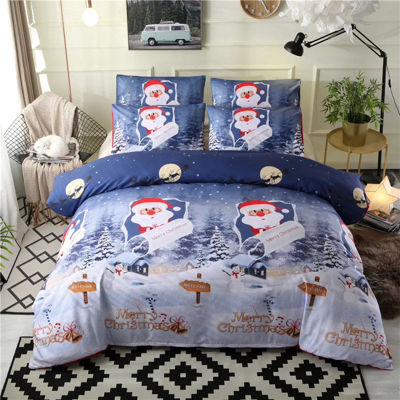 Home Textiles Christmas Bedding Sets Cartoon Santa Claus Single