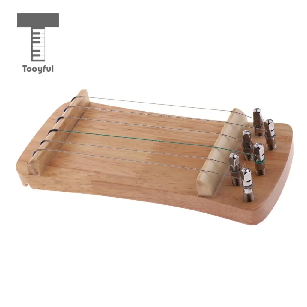 Tooyful Exquisite Solid Wood Mini 6 String Guzheng Chinese Zither Hand Trainer Gu Zheng Finger-training Exerciser