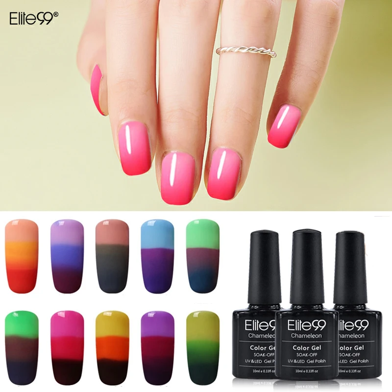 

Elite99 10ml Temperature Color Change 3 in 1 UV Nail Gel Polish Varnish Soak Off Thermal Color Semi Permanent Lacquer Manicure