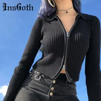 InsGoth Women Ribbed Zipper Sweatshirt Crop Top Long Sleeve Cardigan Sexy Slim Streetwesr Autumn Casual Lady Skinny Sweatshirts
InsGoth Women Ribbed Zipper Sweatshirt Crop Top Long Sleeve Cardigan Sexy Slim Streetwesr Autumn Casual Lady Skinny Sweatshirts