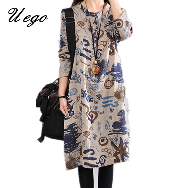 2019 Fashion Print Floral Loose Casual Dress Cotton Linen Women Autumn Dress Long Sleeve Spring Dress Loose Party Midi Dress
2019 Fashion Print Floral Loose Casual Dress Cotton Linen Women Autumn Dress Long Sleeve Spring Dress Loose Party Midi Dress