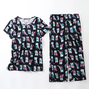 2019 Summer New Ladies Pajama Set Cute Cartoon Cat Printed Sleepwear Set Women Comfort Top+Pants 2Pcs Homewear Loose Casual Wear
2019 Summer New Ladies Pajama Set Cute Cartoon Cat Printed Sleepwear Set Women Comfort Top+Pants 2Pcs Homewear Loose Casual Wear