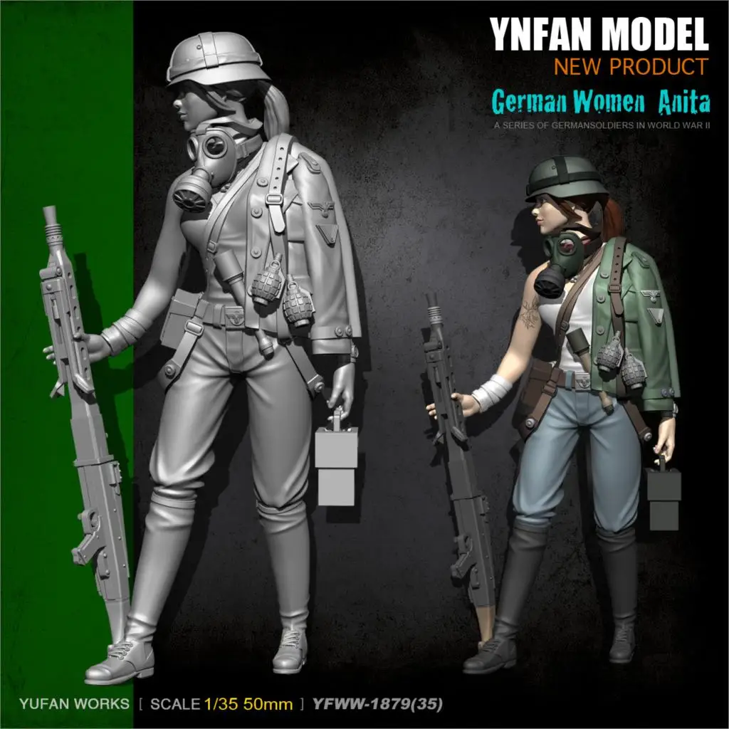 1//35 Q3E5 50 mm Agentin Aida Gunner Gun Resin 115 weißes Soldier Modell A