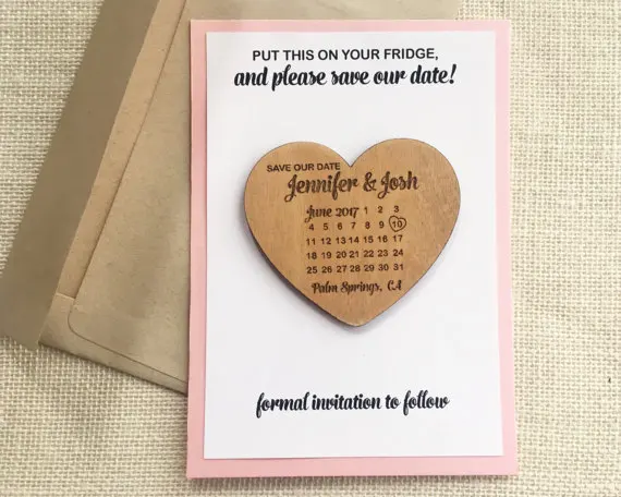 

personalized rustic Wedding Announcement wooden Save the Date Magnets engagement party favors gifts invitation cards