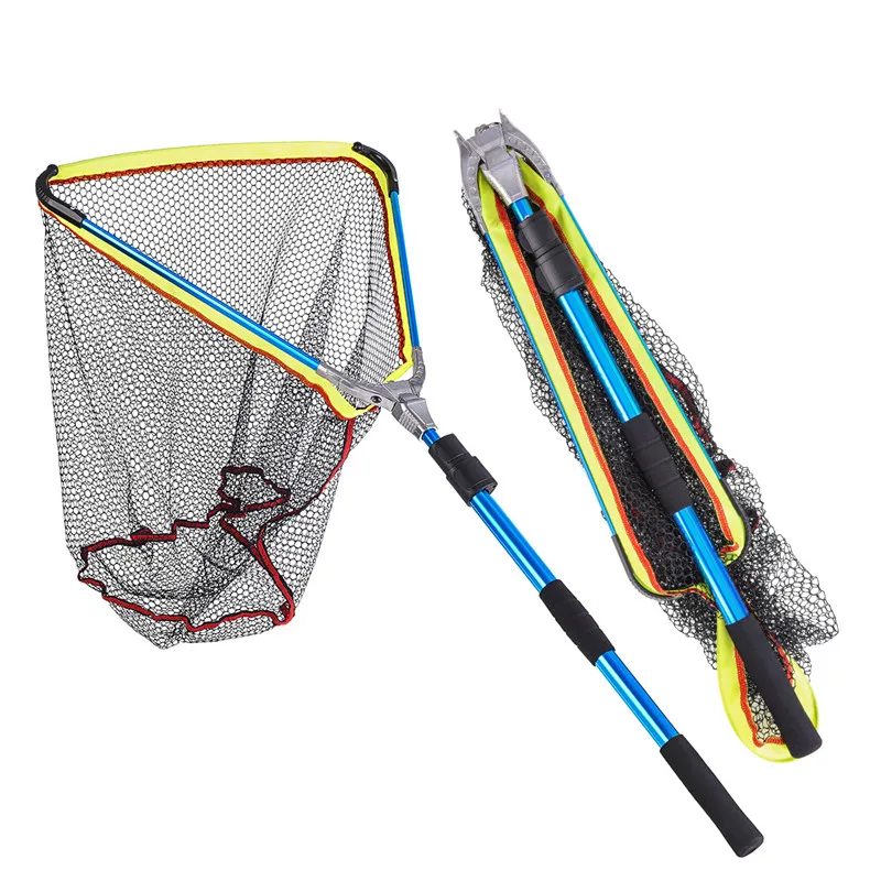 

Portable Triangular Folding Fishing Nets 185cm Telescoping Landing Net Pole Casting Network Trap Aluminum Alloy Fishing Nets