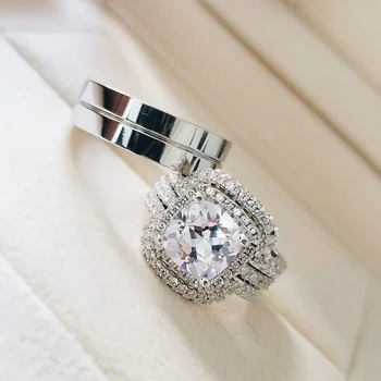 Real 925 Sterling Silver 3pcs in 1 Couple Wedding Ring Set for Bridal Women and men Finger Gift Africa Fashion Jewelry R5272S
Real 925 Sterling Silver 3pcs in 1 Couple Wedding Ring Set for Bridal Women and men Finger Gift Africa Fashion Jewelry R5272S