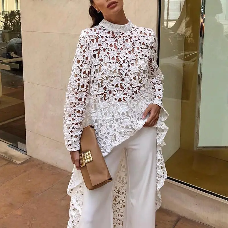 2019 Autumn Women Fashion Elegant Casual Patchwork flounced Dip Hem Top Crochet Irregular Hollow Out See Through Blouse
2019 Autumn Women Fashion Elegant Casual Patchwork flounced Dip Hem Top Crochet Irregular Hollow Out See Through Blouse