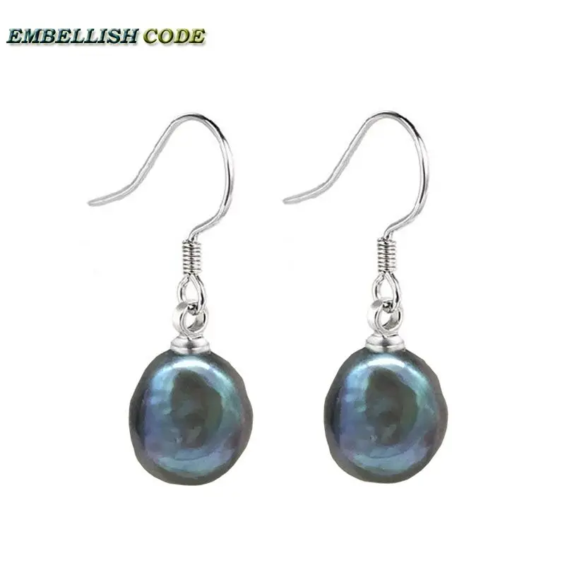 Фото charming Classic simple Irregular small baroque stely pearls hook dangle earrings natural pearl dark blue Peacock color for lady | Украшения