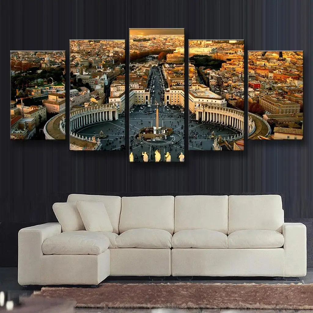Фото 5 Pcs/Set Modern Landscape Roman Forum Painting Printed On Canvas Classic Wall Art Pictures For Gift | Дом и сад