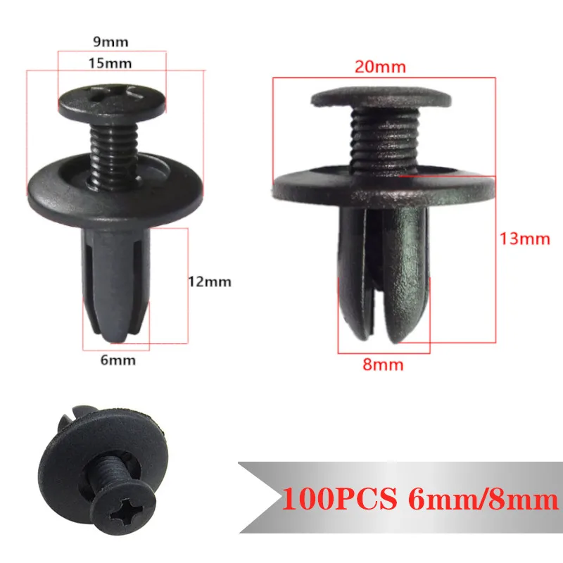 100Pcs 6mm/8mm Hole Door Rivet Plastic Clip Fasteners for All Automoblies Car Door Plastic Screw Rivet Door Push-Type Clips
100Pcs 6mm/8mm Hole Door Rivet Plastic Clip Fasteners for All Automoblies Car Door Plastic Screw Rivet Door Push-Type Clips