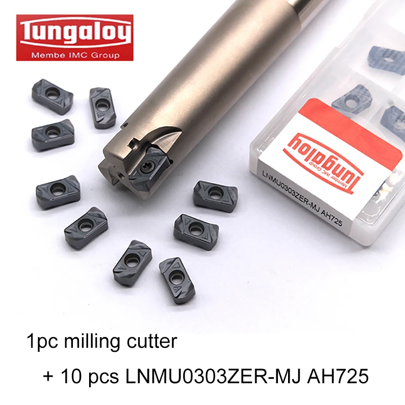 Tungaloy 1pc LNMU03R16D16d150L2T/LNMU03R20D20d150L3T + 10pcs LNMU0303ZER-MJ AH725 milling insert cnc carbide insert
Tungaloy 1pc LNMU03R16D16d150L2T/LNMU03R20D20d150L3T + 10pcs LNMU0303ZER-MJ AH725 milling insert cnc carbide insert