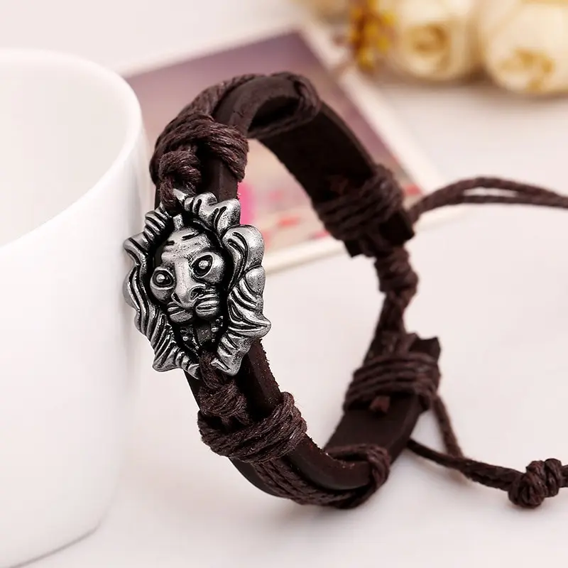 Handmade Braided Bracelet Bangles PU Leather Cuff Bracelet Jewelry Lion Head Wrap Wrist
Handmade Braided Bracelet Bangles PU Leather Cuff Bracelet Jewelry Lion Head Wrap Wrist
