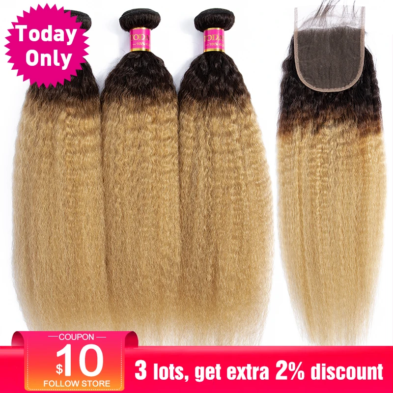 TODAY ONLY Blonde 3 Bundles With Closure Kinky Straight Hair Bundles With Closure Human Hair Bundles With Closure Remy 1b/27
TODAY ONLY Blonde 3 Bundles With Closure Kinky Straight Hair Bundles With Closure Human Hair Bundles With Closure Remy 1b/27