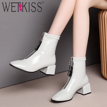 WETKISS Patent Leather Ankle Boots Women High Heels Thick Booties Square Toe Zip Shoes Female Casual Shoes Ladies 2019 Winter
WETKISS Patent Leather Ankle Boots Women High Heels Thick Booties Square Toe Zip Shoes Female Casual Shoes Ladies 2019 Winter