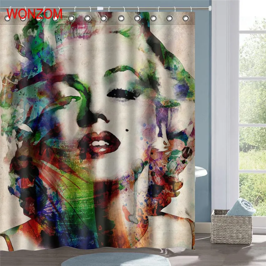 2019 Wonzom Marilyn Monroe Polyester Fabric Mermaid Shower Curtain