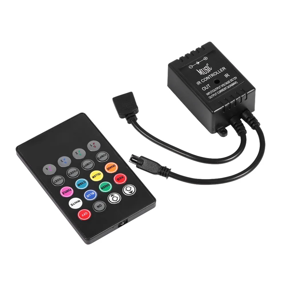 LED Music Controller 20keys IR Remote Sound Sensor Controllers for RGB Strip Lights
LED Music Controller 20keys IR Remote Sound Sensor Controllers for RGB Strip Lights