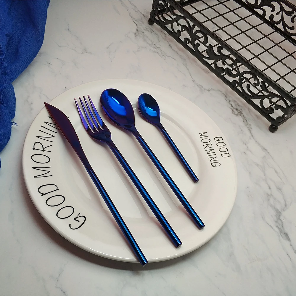 Best 4pcs Round bar Blue Dinnerware Kitchen 304 Stainless steel Knife Fork Tablespoon Food Tableware Flatware Cutlery Set
Best 4pcs Round bar Blue Dinnerware Kitchen 304 Stainless steel Knife Fork Tablespoon Food Tableware Flatware Cutlery Set