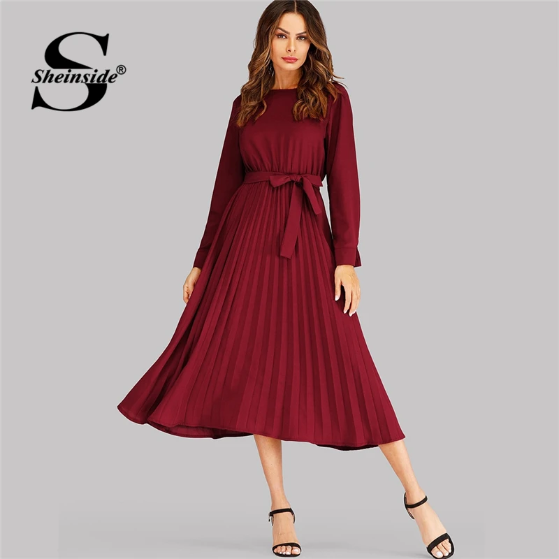 Sheinside Burgundy Self Tie Pleated Dress Elegant Long Sleeve Women Dresses Woman Party Night 2019 Lady A Line Solid Long Dress
Sheinside Burgundy Self Tie Pleated Dress Elegant Long Sleeve Women Dresses Woman Party Night 2019 Lady A Line Solid Long Dress