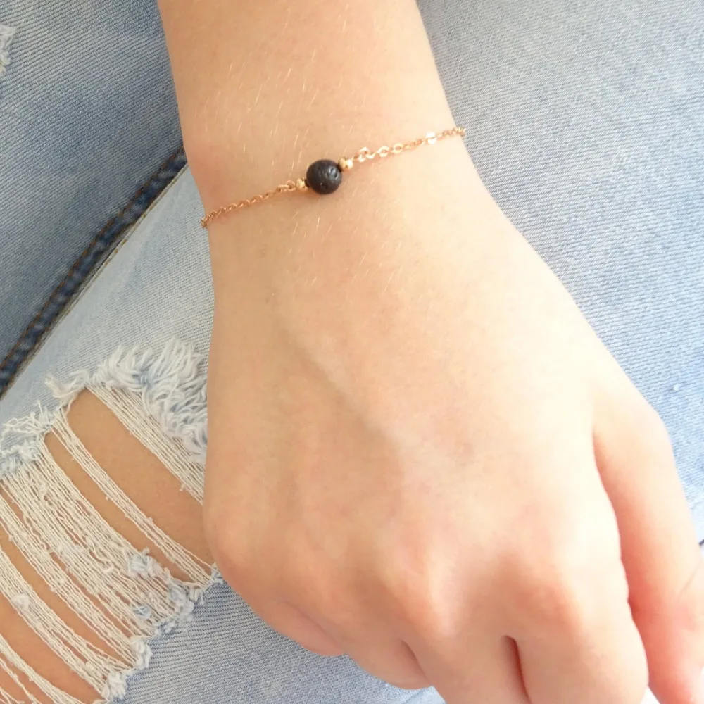 Gold / Silver Chain Black Lava Stone Bead Bracelet Aromatherapy Essential Oil Perfume Diffuser Jewelry For Women Gift
Gold / Silver Chain Black Lava Stone Bead Bracelet Aromatherapy Essential Oil Perfume Diffuser Jewelry For Women Gift