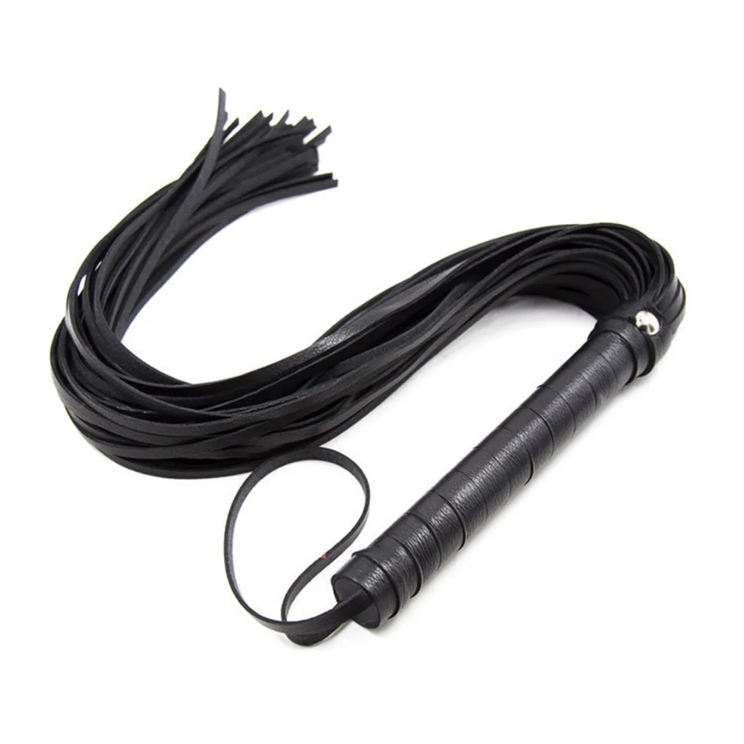 Black 48cm Faux Leather Pimp Whip Riding Crop Party Flogger Queen Black Horse Whip