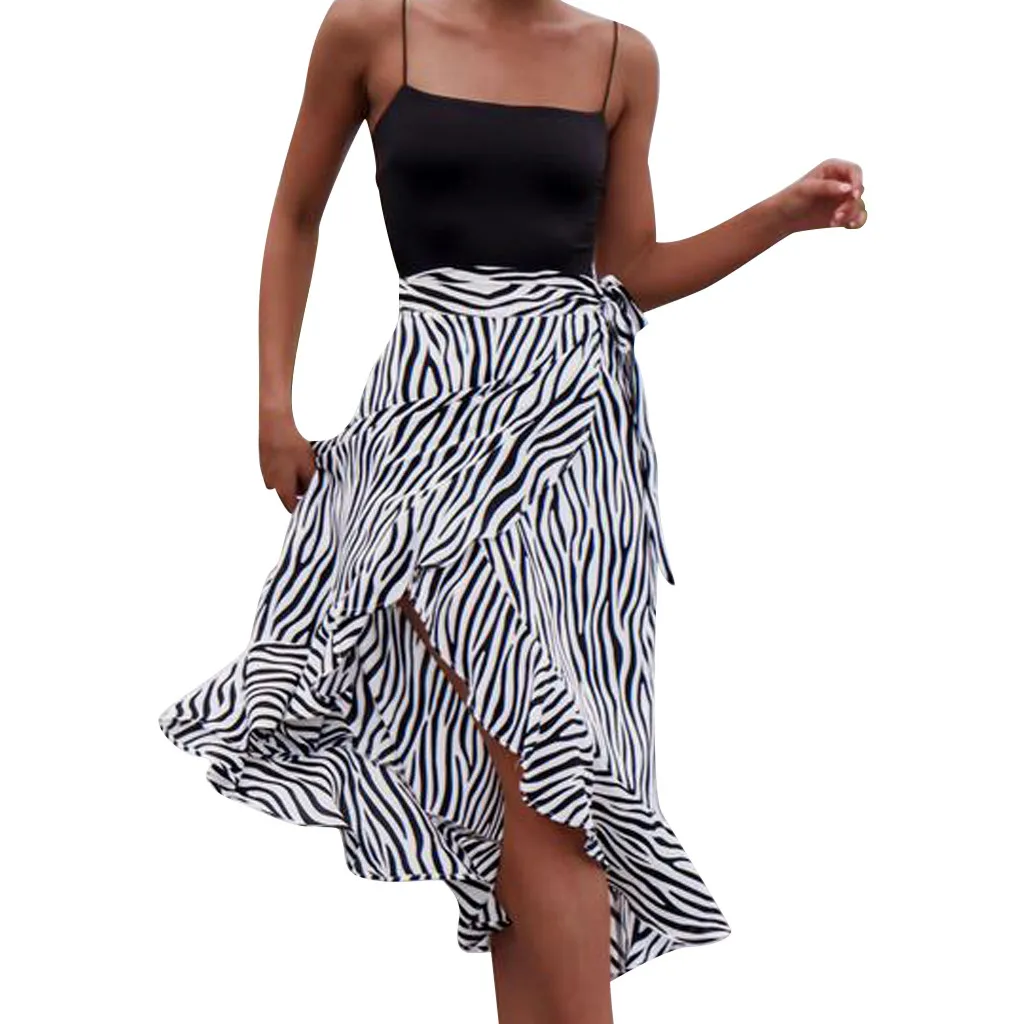 Fashion Women Zebra Striped Print Bandage Open Fork Ruffles Hem Bohemia Skirt Long Elastic Waist Ruffle Women Striped Skirt Long
Fashion Women Zebra Striped Print Bandage Open Fork Ruffles Hem Bohemia Skirt Long Elastic Waist Ruffle Women Striped Skirt Long