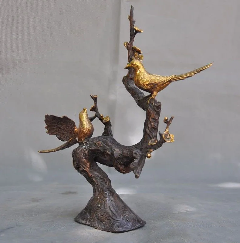 wedding decoration 12"Old China Chinese bronze Gilt Plum blossom flower Magpies bird statue
wedding decoration 12"Old China Chinese bronze Gilt Plum blossom flower Magpies bird statue