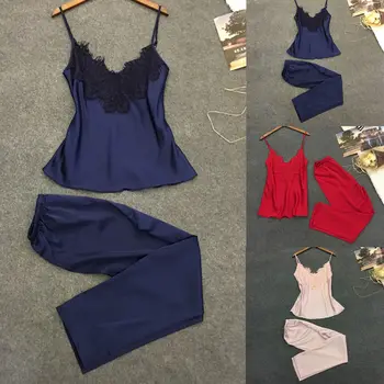 New Fashion Women Sexy Lingerie Pajamas Silk Camisole Set Sleepwear Nightgown Babydoll Satin Pajama Sets Three Colors
New Fashion Women Sexy Lingerie Pajamas Silk Camisole Set Sleepwear Nightgown Babydoll Satin Pajama Sets Three Colors