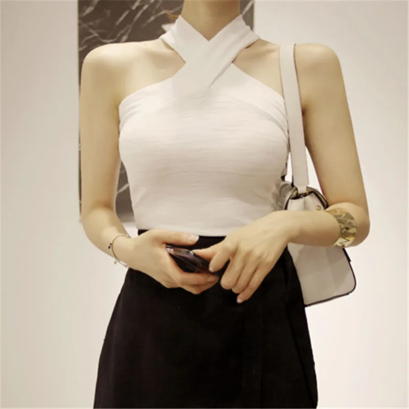 2017 Halter Elastic Sleeveless Sexy Slim Cross Off Shoulder Backless Women Teenerage Girls Tees T Shirt Female Femmes T-Shirt
2017 Halter Elastic Sleeveless Sexy Slim Cross Off Shoulder Backless Women Teenerage Girls Tees T Shirt Female Femmes T-Shirt