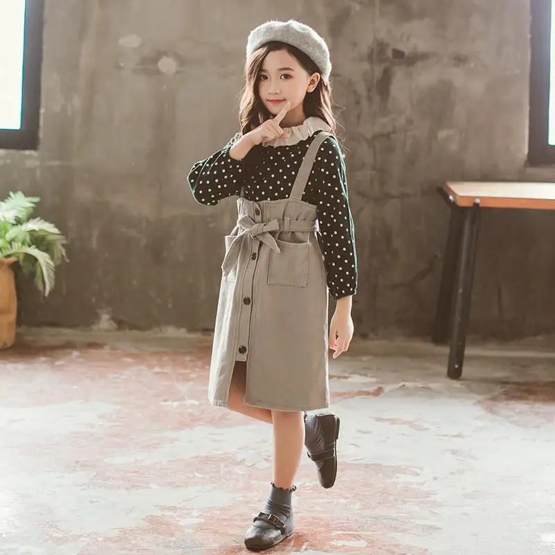 2019 Kids Girls Polka Dot Ruffles Top+Suspender Skirt 2Pcs Suit Teens Girls Lantern Sleeve Set Children Causal Suit Clothes Q328
2019 Kids Girls Polka Dot Ruffles Top+Suspender Skirt 2Pcs Suit Teens Girls Lantern Sleeve Set Children Causal Suit Clothes Q328
