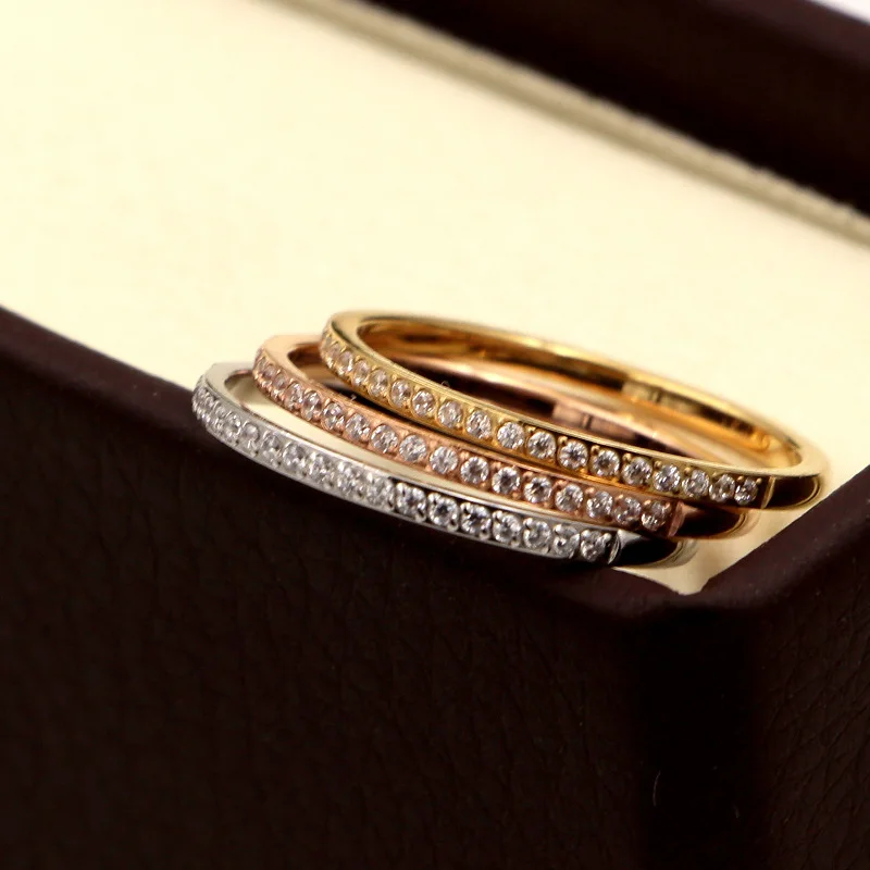 Free Shipping Twenty Small Rhinestones CZ Gold Color / Rose Gold Colour / Silver Color Stainless Steel Ring For Women
Free Shipping Twenty Small Rhinestones CZ Gold Color / Rose Gold Colour / Silver Color Stainless Steel Ring For Women