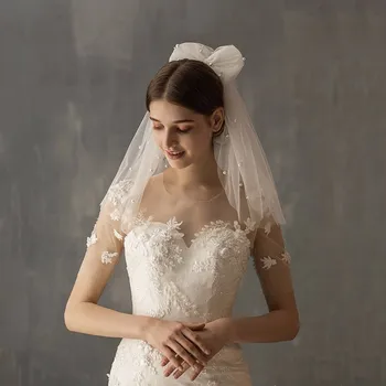 Fashion Wedding Short Women Veils With Comb White Ivory Multi Layers Bridal Veils Cut Edge Bow Pearl
Fashion Wedding Short Women Veils With Comb White Ivory Multi Layers Bridal Veils Cut Edge Bow Pearl