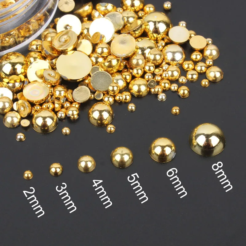 Mix size 2-8mm 15g/lot Gold ABS Plastic Beads Imitation Pearl Beads Half Round For Jewelry Making Findings DIY Accessories
Mix size 2-8mm 15g/lot Gold ABS Plastic Beads Imitation Pearl Beads Half Round For Jewelry Making Findings DIY Accessories