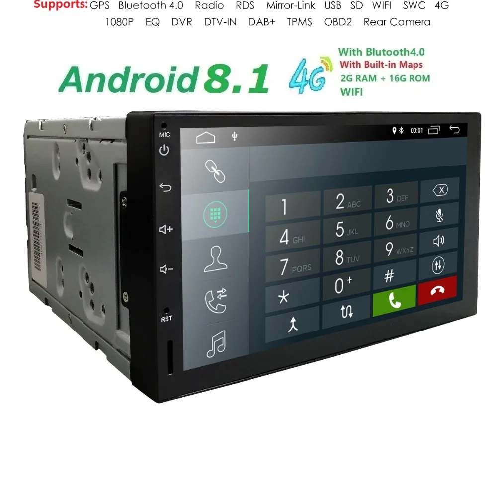 2din 7''Android 8.1 QuadCore 2GRAM+16GROM 4GWIFI Universal Car GPS Navigation Multimedia Autoaudio Radio Player TPMS DVR SWC DAB
2din 7''Android 8.1 QuadCore 2GRAM+16GROM 4GWIFI Universal Car GPS Navigation Multimedia Autoaudio Radio Player TPMS DVR SWC DAB