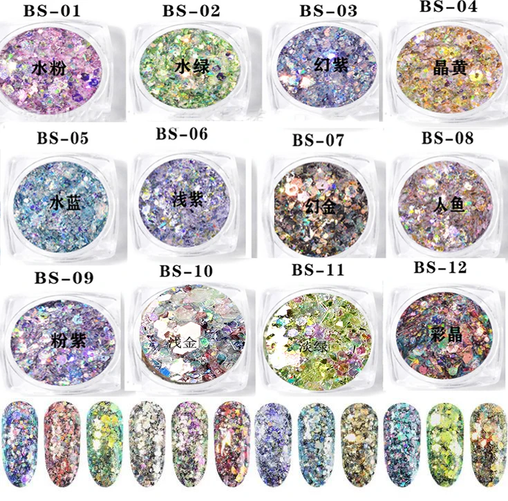8 /12 Box Mixed Nail Glitter Set (A-B-C-D-E-F-G) 7Style Nail Dust Sequins Glitter Powder Sets For 3D Nail Art Decoration Kit
8 /12 Box Mixed Nail Glitter Set (A-B-C-D-E-F-G) 7Style Nail Dust Sequins Glitter Powder Sets For 3D Nail Art Decoration Kit