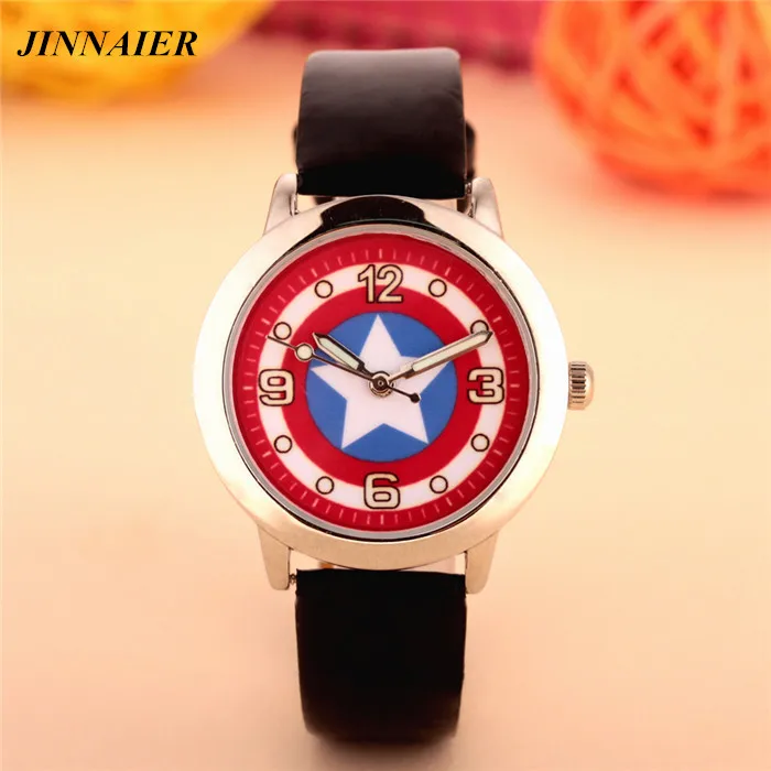 100pcs/lot wholesales hot sales fashion 3D cartoon Captain America students boys children gifts watch quartz leather wristwatch
100pcs/lot wholesales hot sales fashion 3D cartoon Captain America students boys children gifts watch quartz leather wristwatch