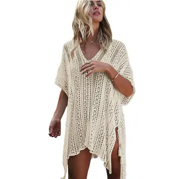 Women Beach Dress Crochet Bikini Beachwear V neck Hollow Out Cover Up Swimwear Tassel Summer Kaftan Sarong Beach Dress
Women Beach Dress Crochet Bikini Beachwear V neck Hollow Out Cover Up Swimwear Tassel Summer Kaftan Sarong Beach Dress