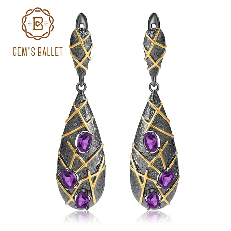 GEM'S BALLET 1.5Ct Natural Amethyst Drop Earrings 925 Sterling Silver Handmade Staggered Lines Earrings for Women Fine Jewelry
GEM'S BALLET 1.5Ct Natural Amethyst Drop Earrings 925 Sterling Silver Handmade Staggered Lines Earrings for Women Fine Jewelry