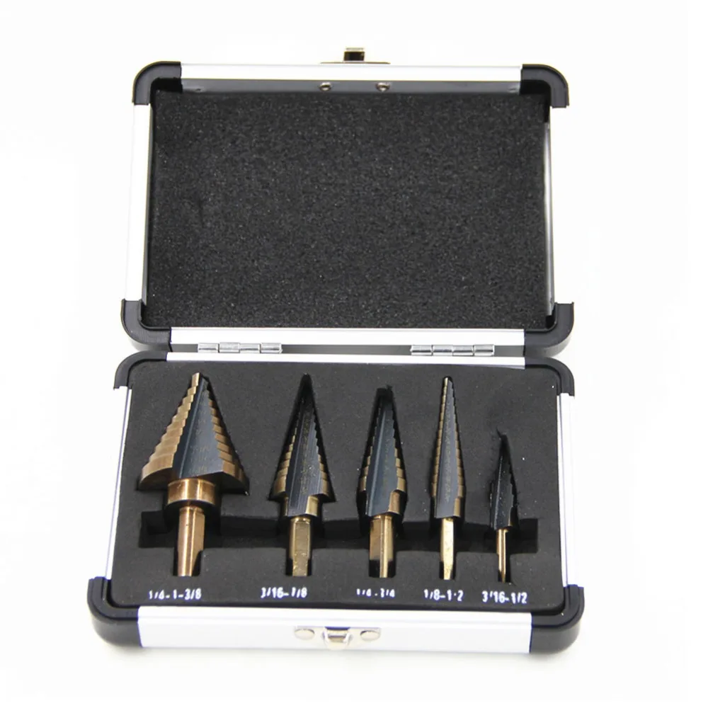 5pcs Step Center Drill Bit Set Hss Cobalt Multiple Hole 50 Sizes SAE Drill 1/4-1-3/8 3/16-7/8 1/4-3/4 1/8-1/2 3/16-1/2 Drill Kit
5pcs Step Center Drill Bit Set Hss Cobalt Multiple Hole 50 Sizes SAE Drill 1/4-1-3/8 3/16-7/8 1/4-3/4 1/8-1/2 3/16-1/2 Drill Kit