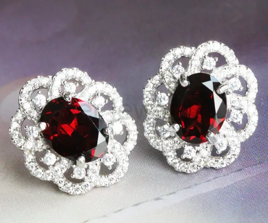 Natural garnet stud earring Flower earrings Natural real red garnet 925 sterling silver 2.1ct*2pcs gems Fine jewelry #16022915
Natural garnet stud earring Flower earrings Natural real red garnet 925 sterling silver 2.1ct*2pcs gems Fine jewelry #16022915