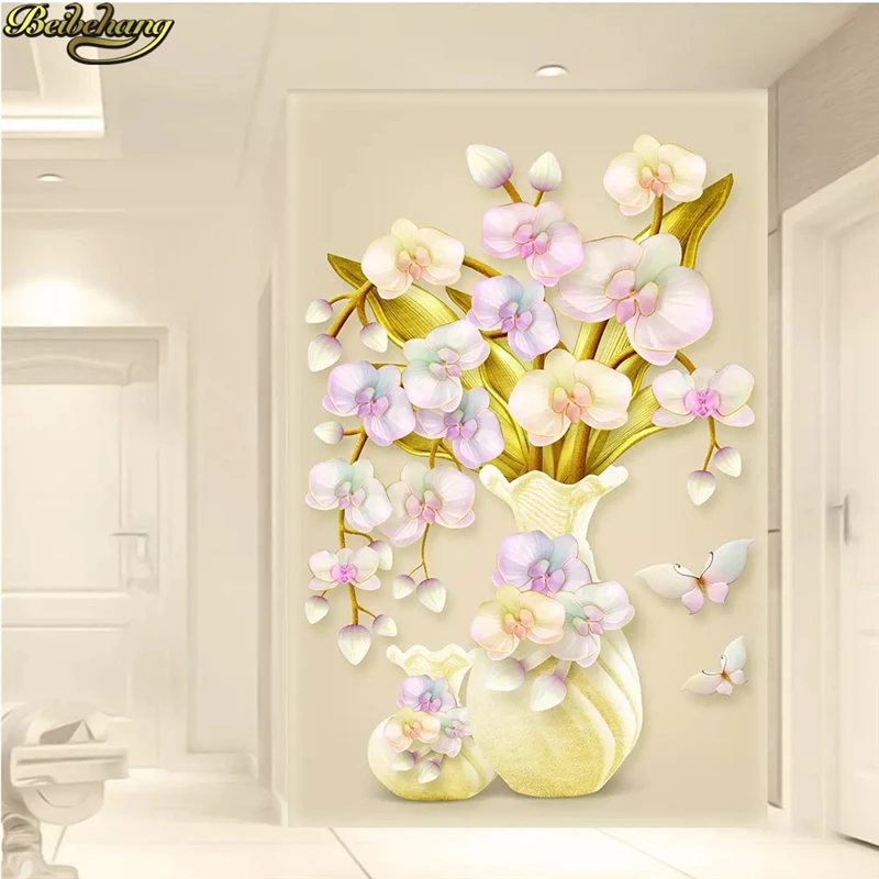 

beibehang Custom Photo Wallpaper Mural 3D Emboss Phalaenopsis Simple European Entrance Wall wallpapers for living room