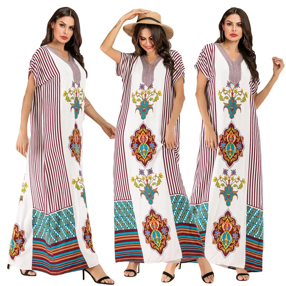 Ethnic Dubai Muslim Women Maxi Dress Robe Abaya Embroidery Short Sleeve V Neck Kaftan Floral Boho Long Summer Robe Jilbab Fashion
Ethnic Dubai Muslim Women Maxi Dress Robe Abaya Embroidery Short Sleeve V Neck Kaftan Floral Boho Long Summer Robe Jilbab Fashion